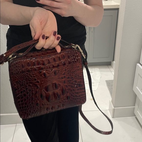 Brahmin Evie Melbourne Croc-Embossed Crossbody Bag Top Handle Satchel - Picture 15 of 16